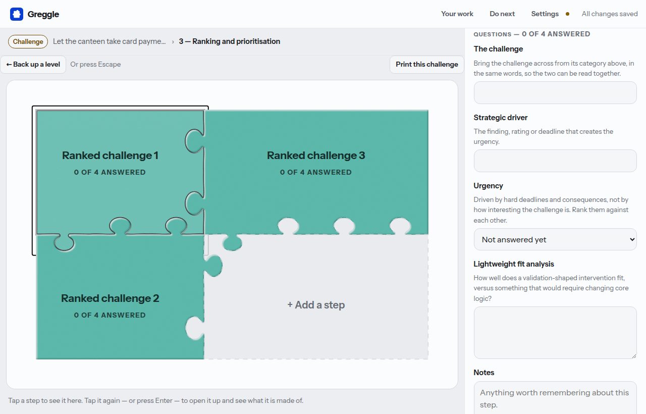 Inside 3 — Ranking and prioritisation: the board one level down